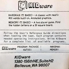 Background - Hangman/Memory - TI-99  - Retrocharting